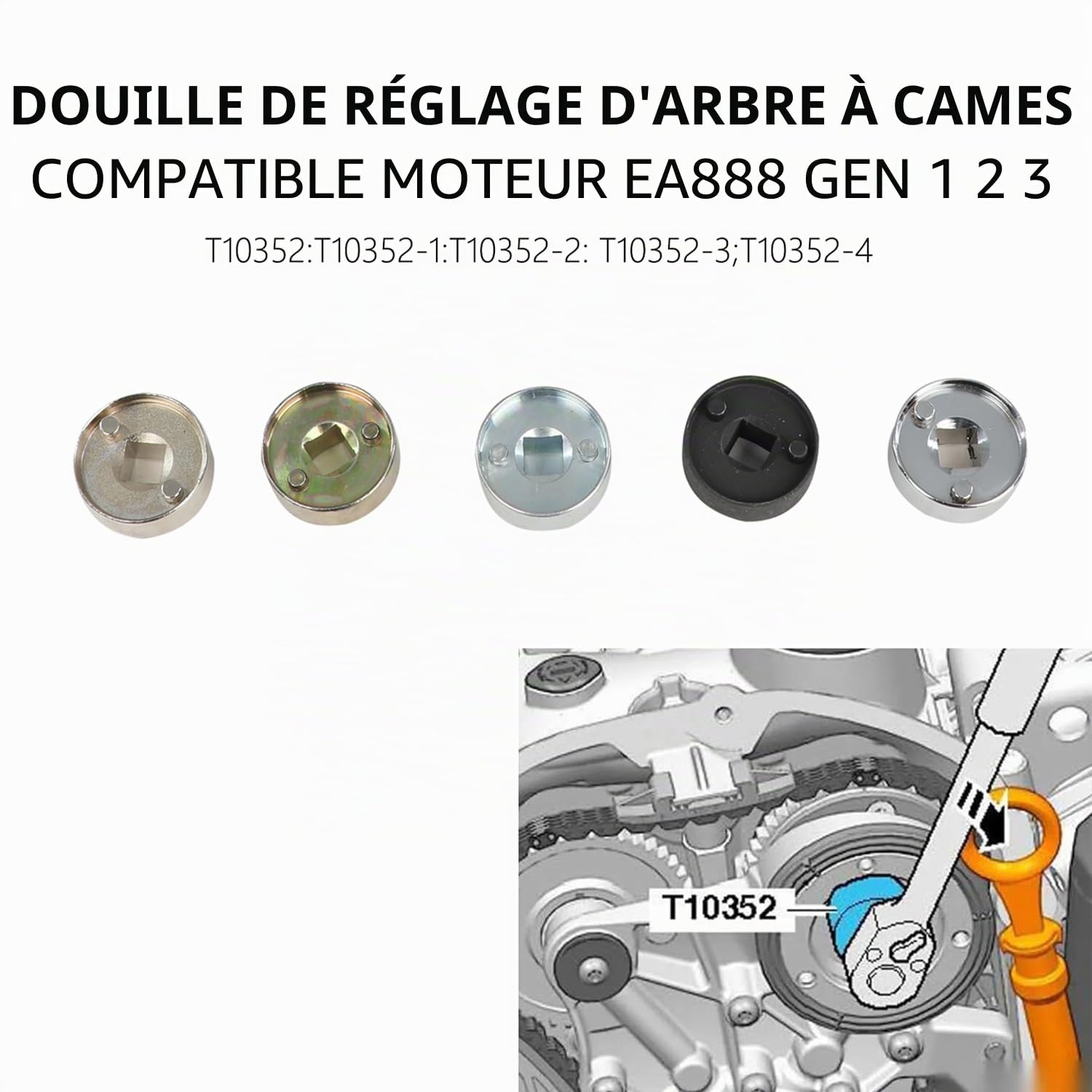 DPTOOL EA888 1.8 2.0 TSi TFSi Outils Calage Moteur Arbre à cames Vilebrequin Compatible avec Audi VW 2006-2018 Remplacer T10352 T10368 T40196 T10354 T10060A T40011,19PC Kit (Version Mise à Niveau)