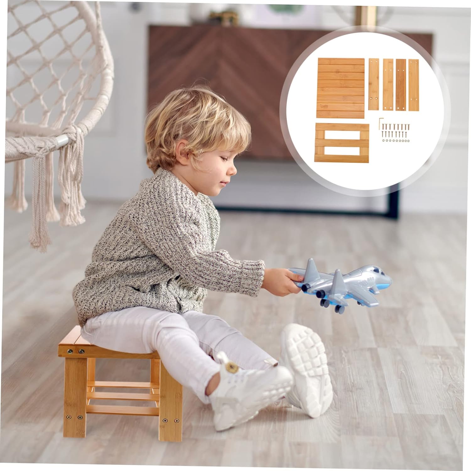 Unomor Step Stool Wood Small Bench Bamboo Small Stool Simple Practical and Girls