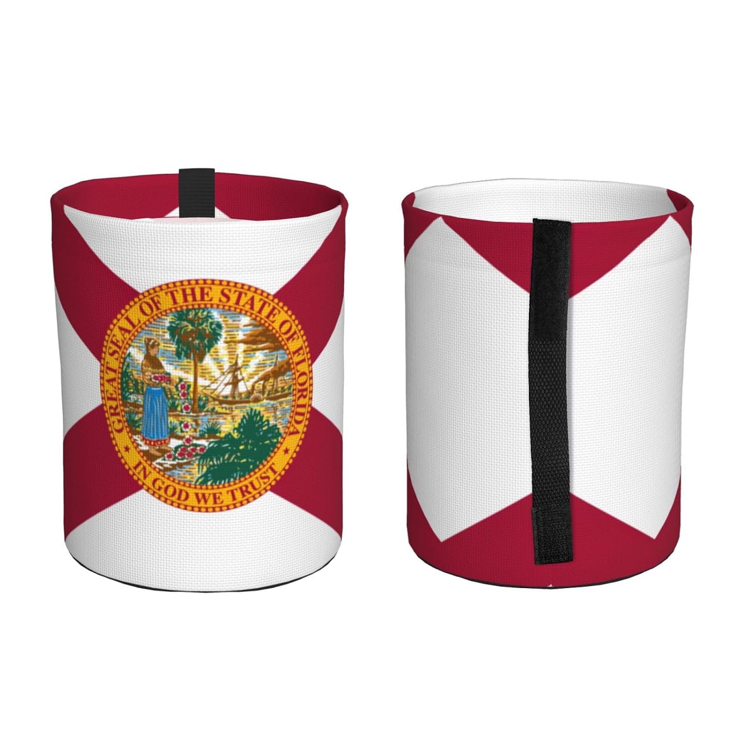 Flag of Florida Print Car Trash Can, Foldable Hanging Car Garbage Can,Car Storage Bag Organizer for Camping