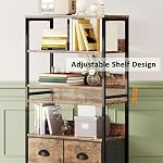 Vermess Bookshelf with Drawers, Industrial Tall Bookcase, 4 Storage Display Shelves Bedroom, Bedroom Shelving Unit, Steel Frame, for Living Room, Home Office, Vintage