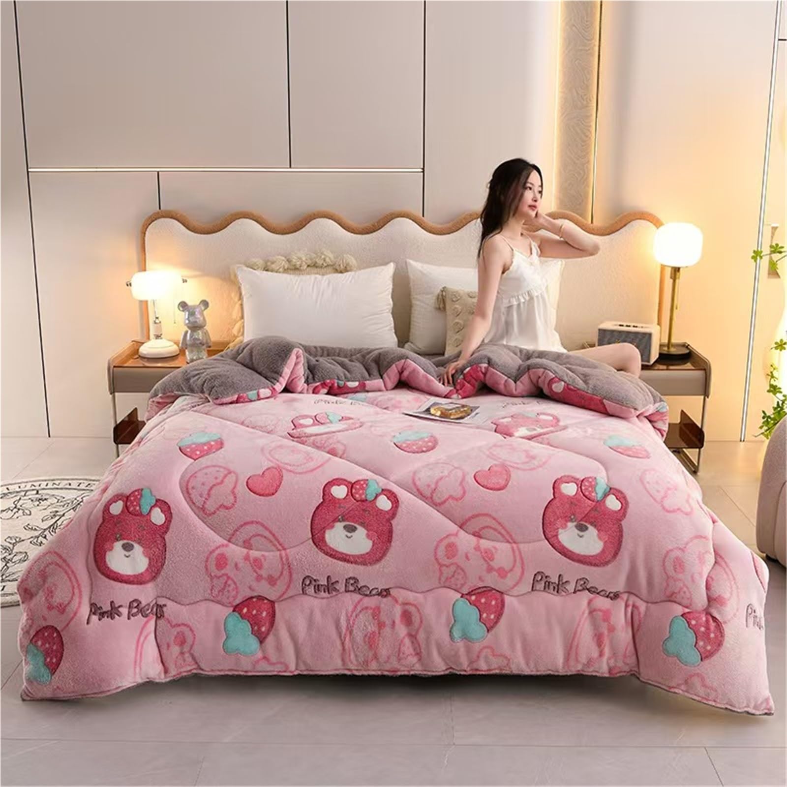 LLiuvcc Super Warm Thickened Lamb Quilt Winter Blanket，Breathable Fluffy Plush Double Sided Velvet Blanket for Home Bedroom(Color4,150x200cm(3.5KG))