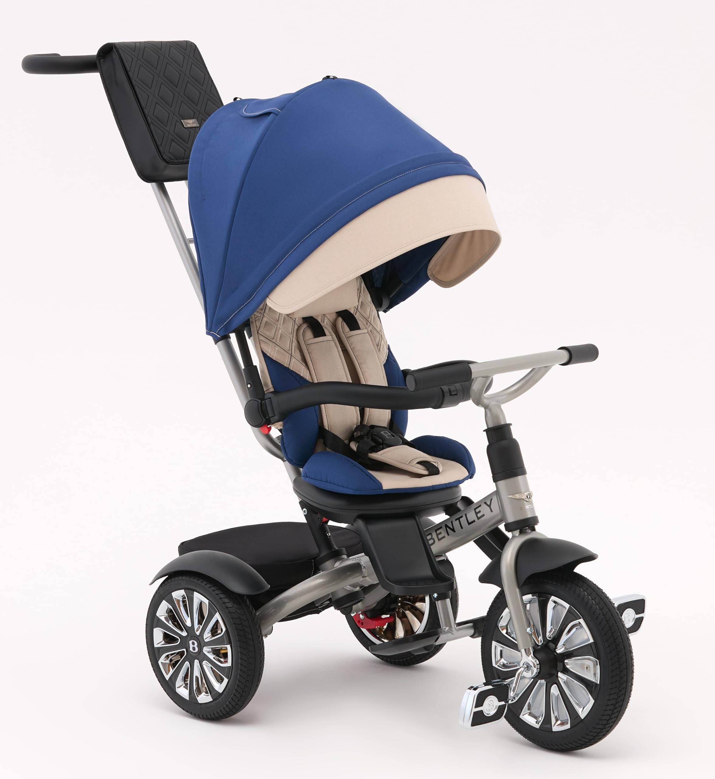 Bentley Mulliner 6 in 1 Trike Stroller-Continental GT Mulliner Style Replica Wheels-Cross Stiched & Cushioned Seats-with Bentley Badge & Anti Slip Pedals-for 6M to 5Y (Upto 25 Kg)-Cool Stone