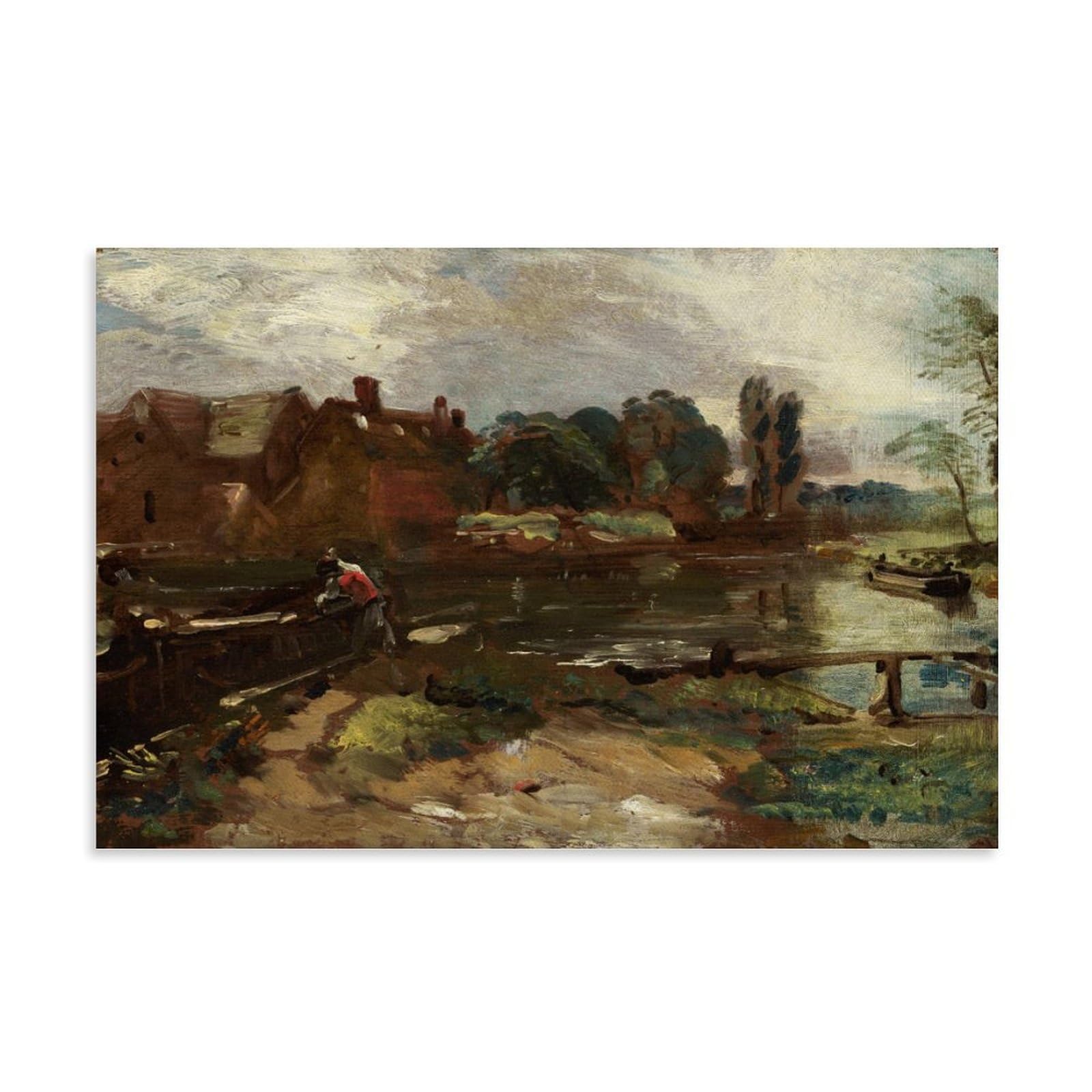 Hdmine Unframe-Style John Constable Painter Work（Flatford Mill From The Lock） Poster Canvas Wall Art Prints Photo Picture Paintings Room Decor Home Decorative 12X18inch(30X45cm)