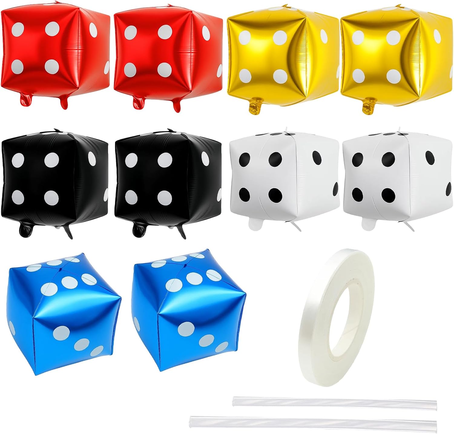 10 Count 12-Inch Dice Balloons for Casino Party Decorations,Casino Balloons, Inflatable Dice for Gaming Theme Events, Birthday Parties and Photo Props