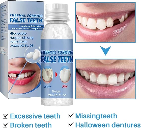 Temporary Tooth Filling Kit, Dental Repair Beads for Mending Gaps and Chipped Tooth, Moldable False Teeth Replacement, Moldable False Teeth Filling for Fake Dental Repair