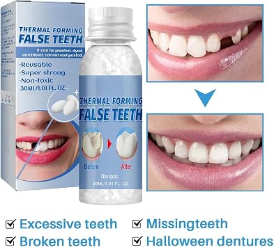 Temporary Tooth Filling Kit, Dental Repair Beads for Mending Gaps and Chipped Tooth, Moldable False Teeth Replacement, Moldable False Teeth Filling for Fake Dental Repair