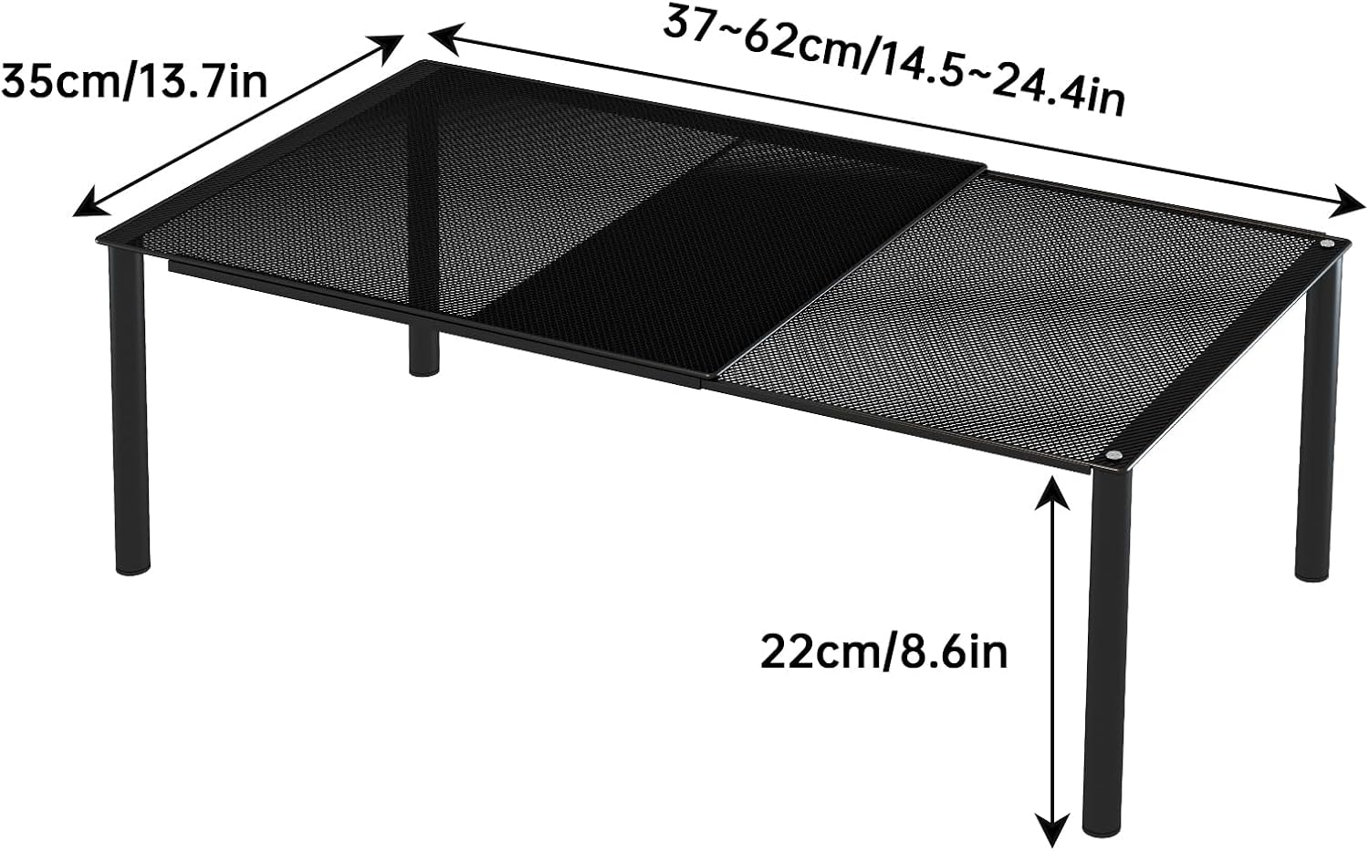 Expandable Closet Shelf Organizer - Adjustable Vertical Stackable Cabinet Shelf for Pantry, Cupboard, Wardrobe, Countertop - Rustproof, Heavy Duty (Black，L14.5-24.4"*W13.7*H8.6) image 2