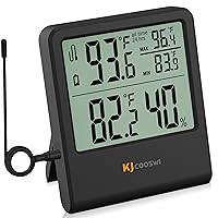 Vista 1 de Termómetro Digital Interior y Exterior con Cable, Monitor de Temperatura Interior y Exterior con Registro de Mínimo/Máximo y Sensor de Sonda
