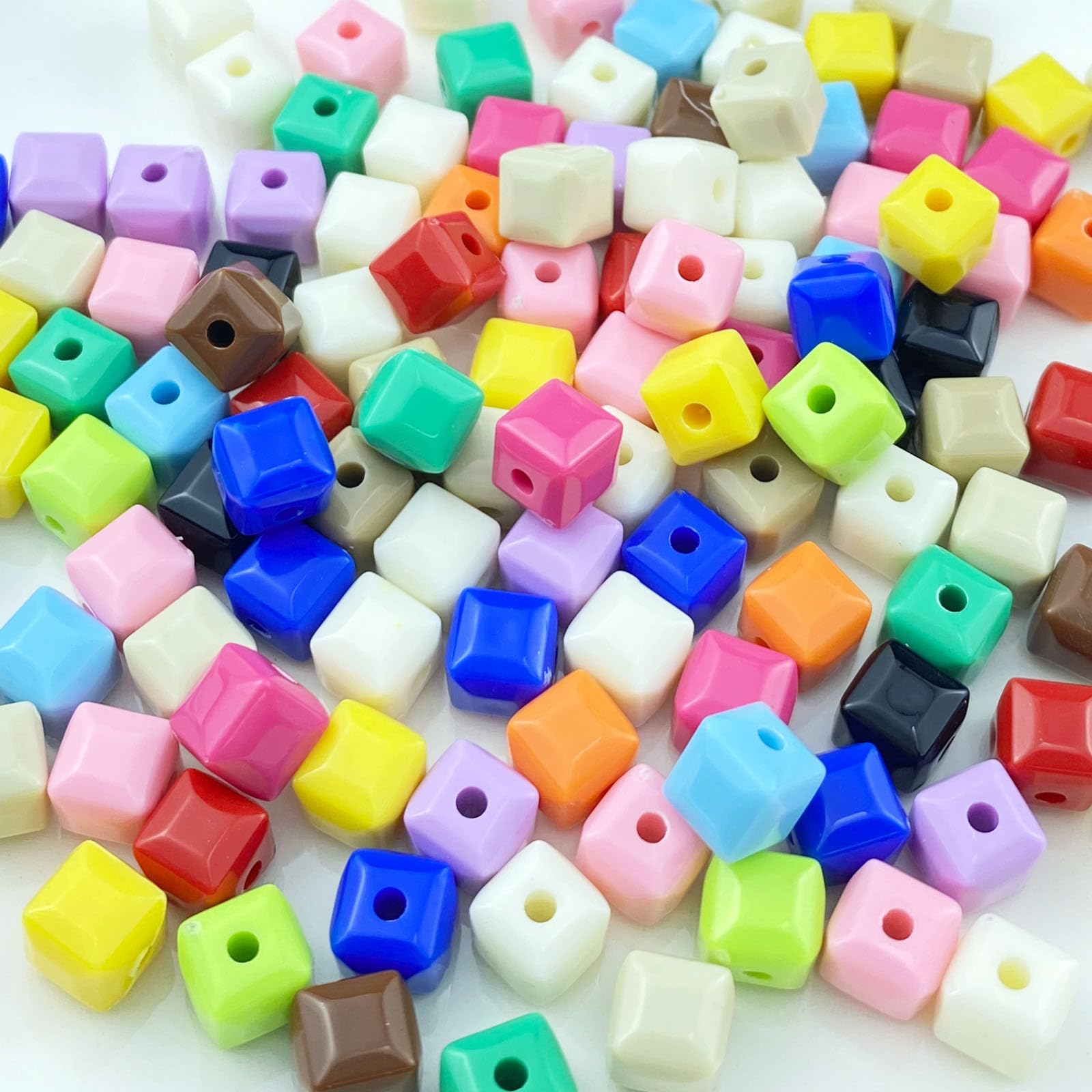 Jmassyang120 Pieces 7mm Pastel Acrylic Cube Beads Candy Color Square Spacer Beads with Hole Pony Beads for DIY Crafts Jewelry Making Bracelets Necklaces Earrings Wind Chimes Suncatcher(Multicolor)