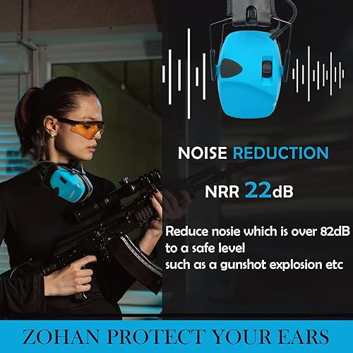 Vista 31 de ZOHAN EM054 Electronic Ear Protection for Shooting Range with Sound Amplification Noise Reduction, Ear Muffs for Gun Range Electrónico-azul y púrpura
