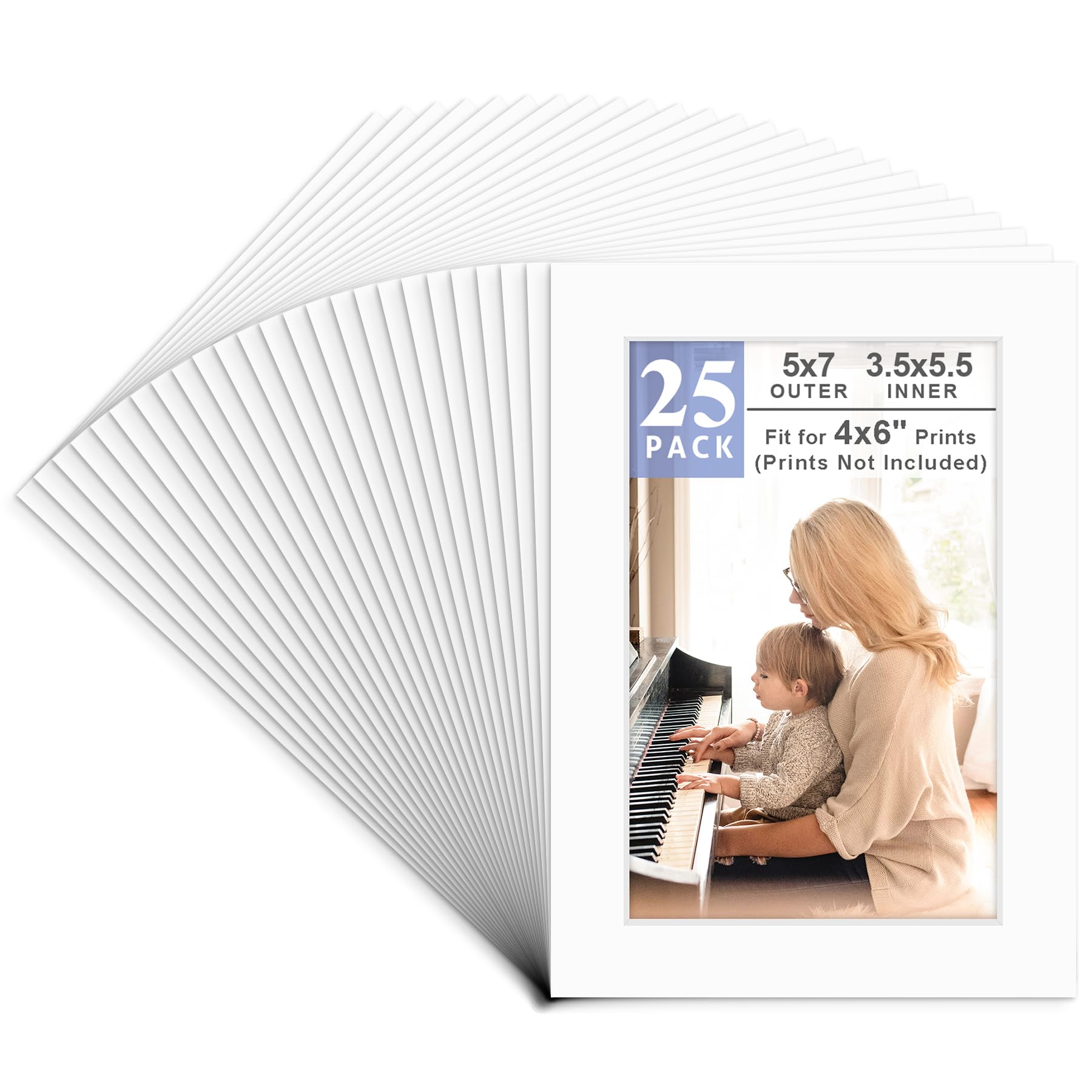 Golden State Art, Pack of 25, Acid-Free White Pre-Cut 5x7 Picture Mat for 4x6 Photo with White Core Bevel Cut Frame Mattes-picture-10