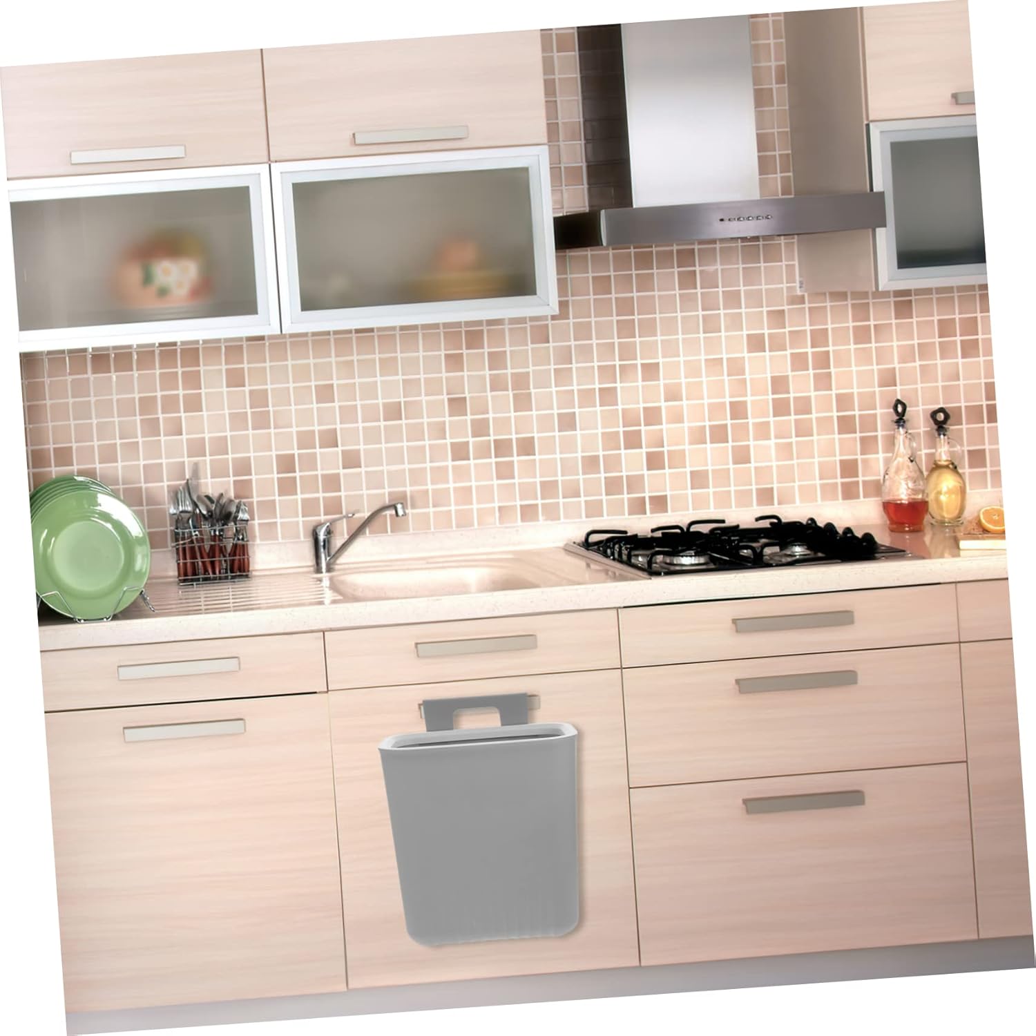 Wall Mounted Trash Bin Compact Kitchen Waste Container for Cabinets Space-Saving Design for Home Office and Dorm Use Easy to Install and Hang Cabinet Doors