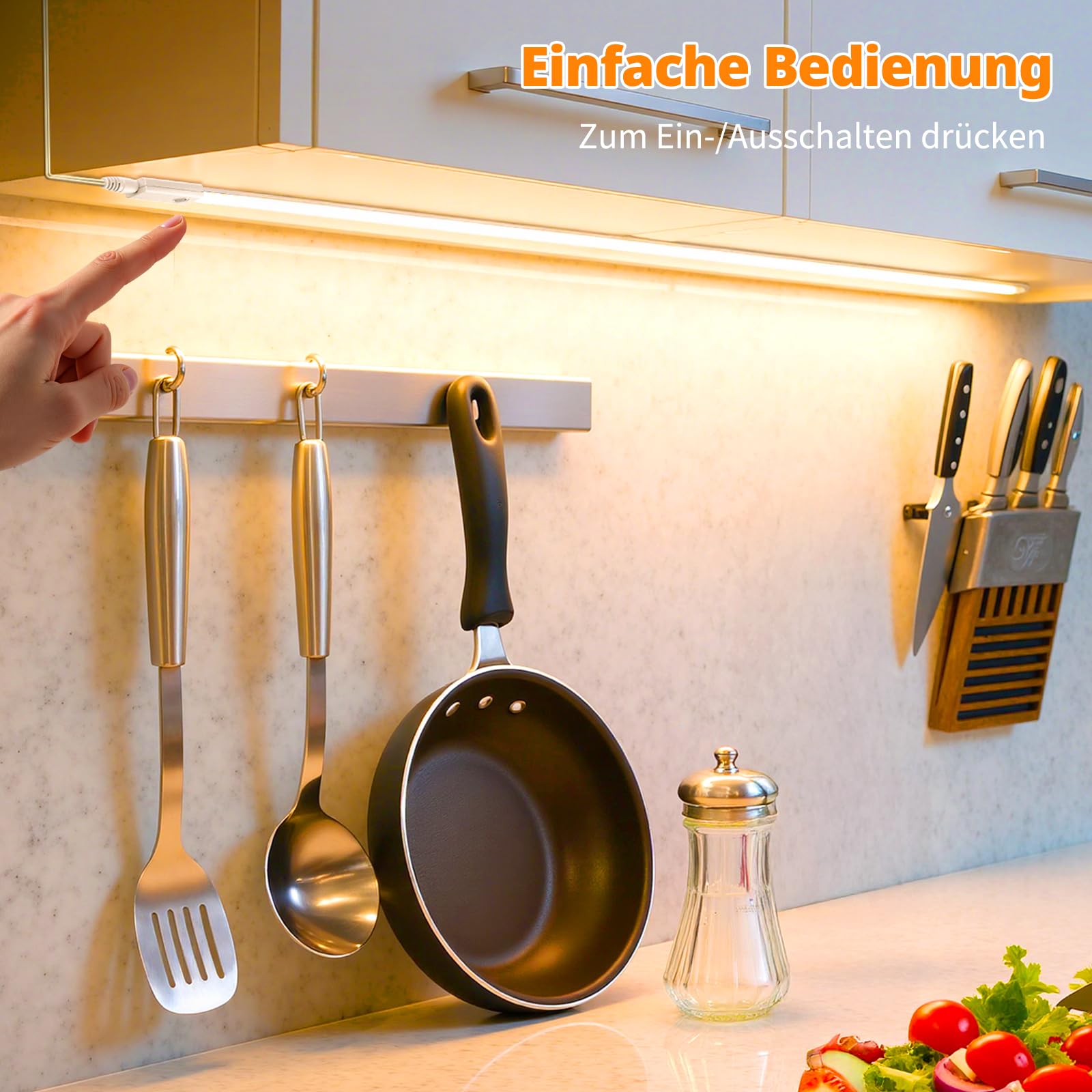 SIBI LIGHTING Unterbauleuchte Küche LED 1M, Dimmbar Led Leiste Selbstklebend, Flexibel Unterbau Licht inkl. 24V Netzteil, 3000K Warmweiß
