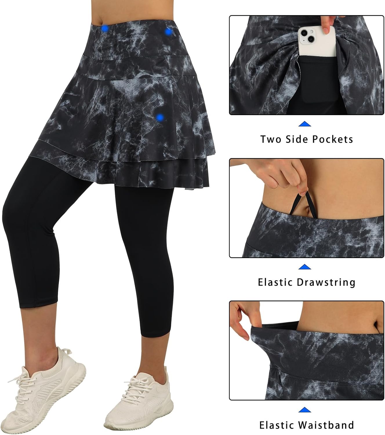 ANIVIVO Skirted Leggings for Women Capri, Athletic Tennis Skirt with Leggings Golf Pickleball Clothes with Pockets - Image 4