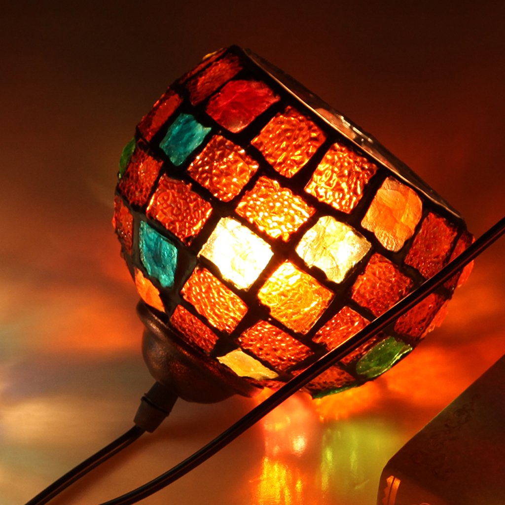 arythe Vintage Hanging Light Mosaic Design Pendant Ceiling Lampshade Stained Glass 4#