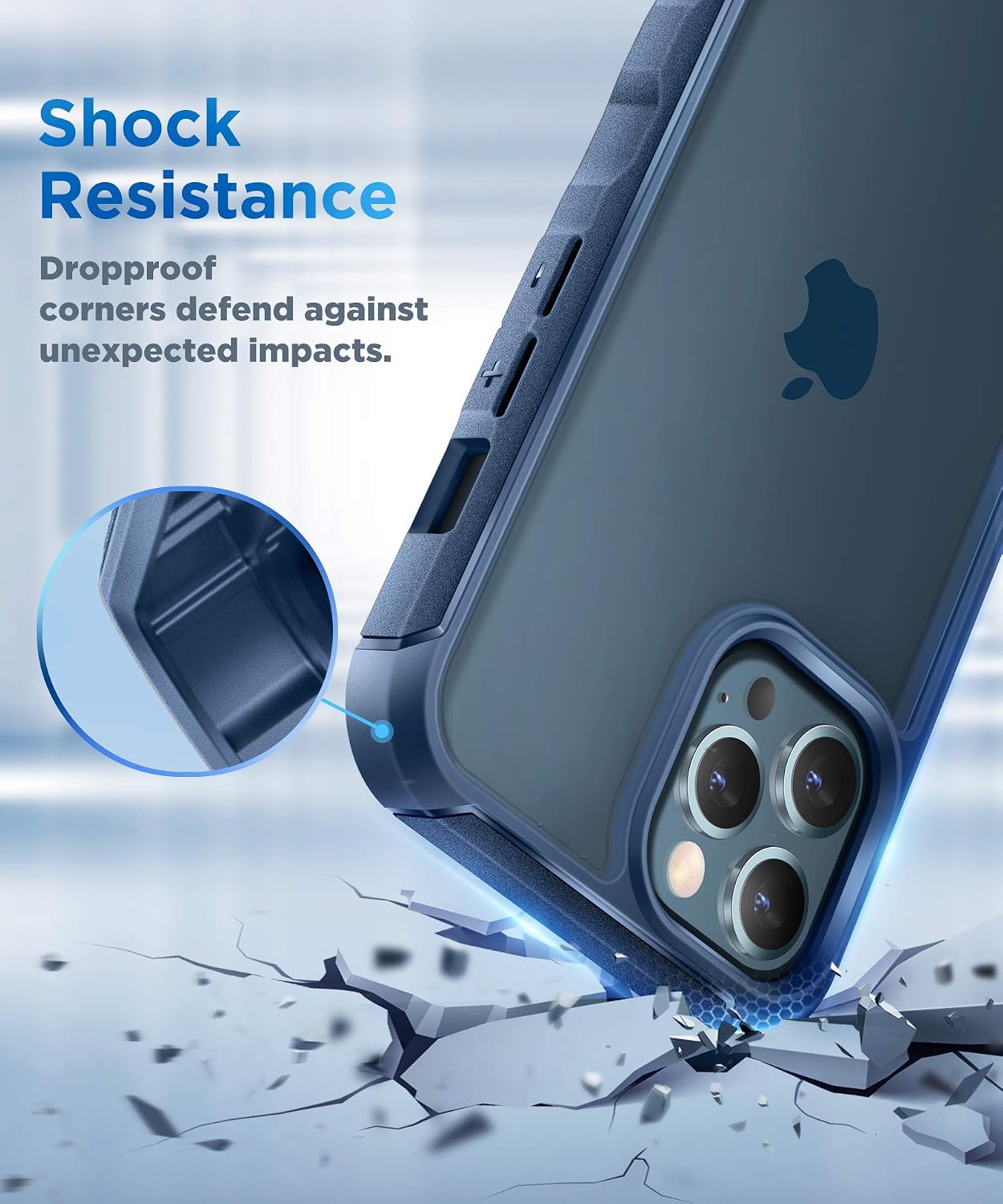 MOBOSI Compatible with iPhone 12 Pro Max Case, Slim Thin Grip Clear Rugged Protective Phone Case, Military Grade Drop Protection Shockproof Tough Cover 6.7 Inch 2020, Blue
