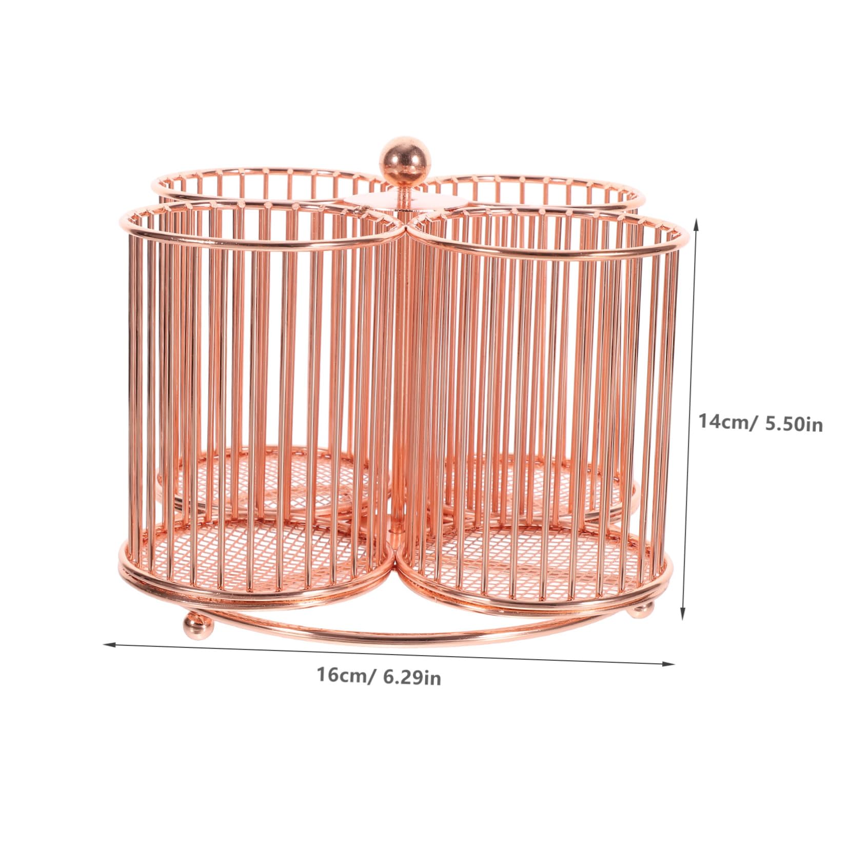 HOMSFOU Portapenne Girevole da Scrivania in Metallo Rosa Gold, Organizer Multifunzione per Cosmetici e Cancelleria, Contenitore Rotante 360° per Ufficio e Studio