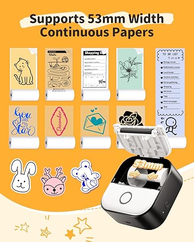 Miniatura 8 de Memoqueen Mini impresora de calcomanías, máquina para hacer calcomanías T02, impresora térmica portátil Blutooth, impresión inalámbrica sin tinta,