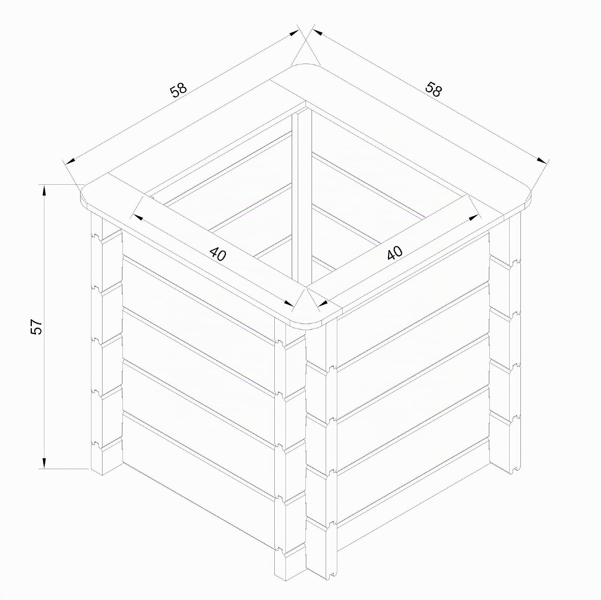 TIMBELA Carre Potager Exterieur Bois - Jardinieres Exterieur pour Jardin, Balcon, Terrasse – pour Fleurs, Herbes aromatiques, Légumes- Bois Massif pin/épicéa 28 mm, 58x58xH57 cm, M618
