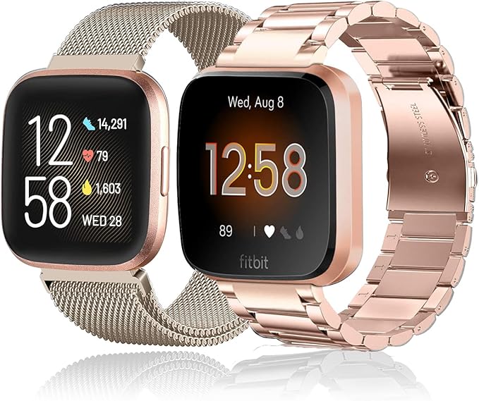 baklon Pack 2 Metal Strap Compatible with Fitbit Versa Strap/Versa 2