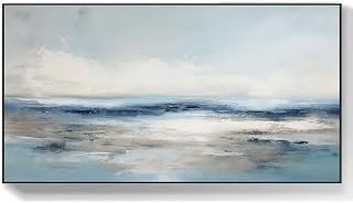 UYLHJKLZ Ocean Oil Painting Seascape Acrylic Handmade Oil Painting Seawaves Art Painting Ocean Wall Art,Unstretched,Frameless,(41X61cm) 16X32Inches
