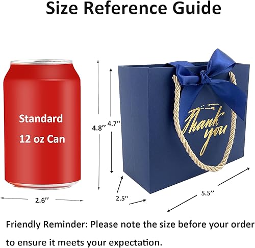 Miniatura 23 de TKSBAG Paquete de 50 bolsas pequeñas de regalo de agradecimiento con asas de 5.5 x 2.5 x 4.7 pulgadas, mini bolsas de regalo negras a granel