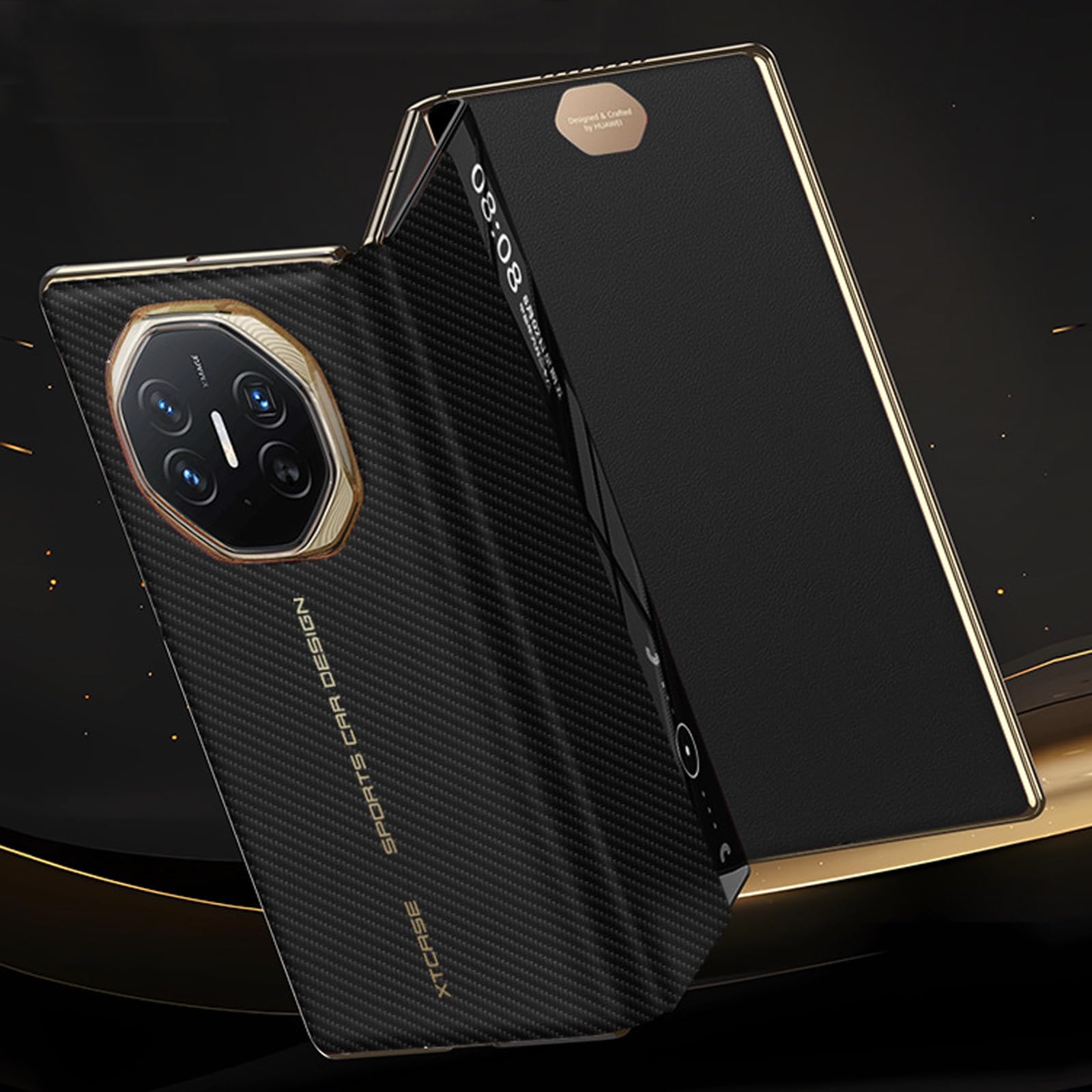 Etui do Huawei Mate XT, funkcja inteligentnego widoku okna z klapką magnetyczne bezprzewodowe ładowanie minimalistyczne skórzane etui ochronne na telefon zielone