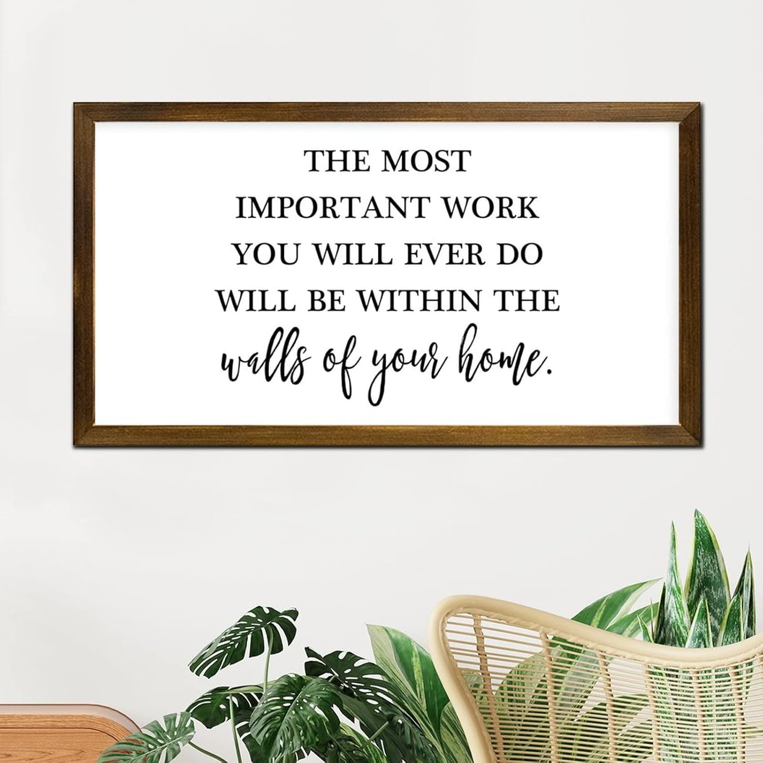 Wood Framed Wall Sign The Most Important Work You Will Ever Do Will Be Framed Wood Wall Signs Bible Verse Religious Jesus Wood Framed Sign Family Quote Home Decor for Home Office Bedroom 12x22in