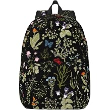 Floral Flower Herb Trendy Plant Backpack for Girls Boys Women Lightweight Canvas Bookbag Casual for Travel Outdoor Camping, 15 Inch, Small