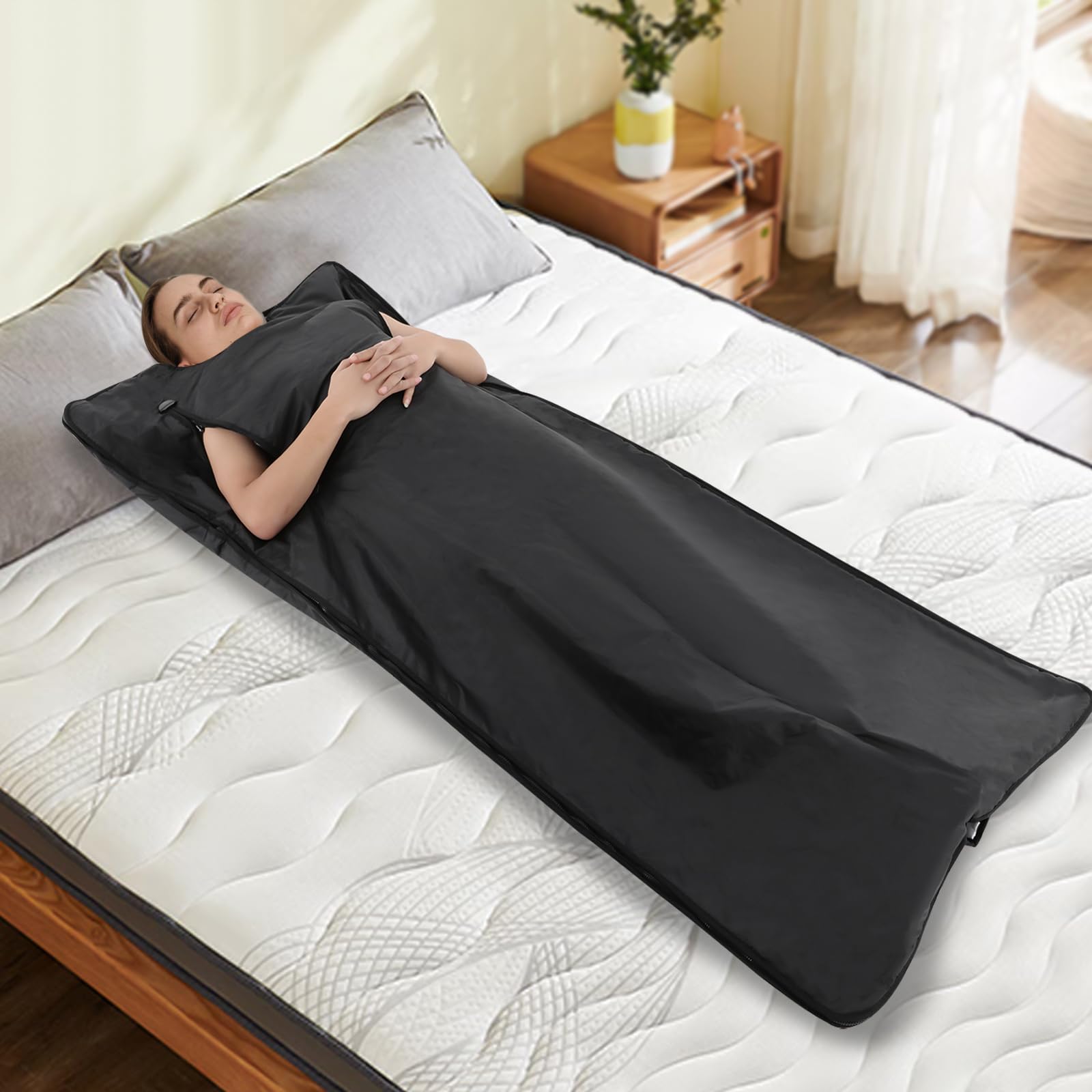 Couverture De Sauna Infrarouges lointains,Couverture de Sauna Portable 500W pour Relaxation,Détox et Désintoxication - Minuterie et Température Réglable 30-70°C