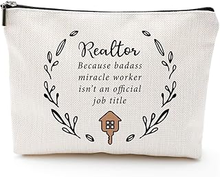 Realtor GIfts for Women- Makeup Bag Gifts, Realtor Miracle Worker Job Title Real Estate Agent Novelty Makeup Bag, Gift Idea For Men Women Co-workers