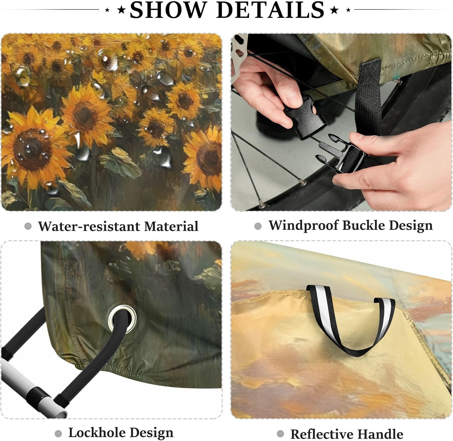 Beautiful Sunflowers Bike Cover Waterproof Outdoor Storage, Bicycle Cover Rain Sun UV Wind Proof for Mountain Bike,Road Bike,Electric Bike