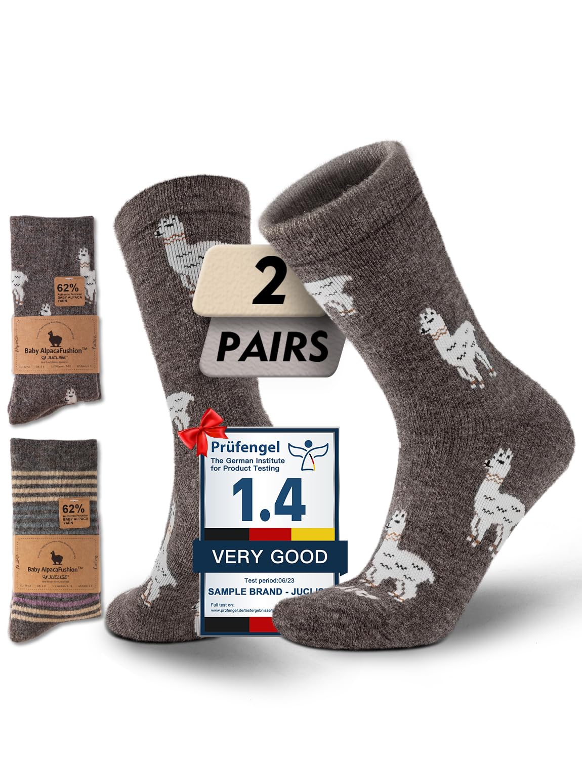 Juclise Baby Alpaca Wool Socks for Women, Warm Thermal Winter Crew Socks