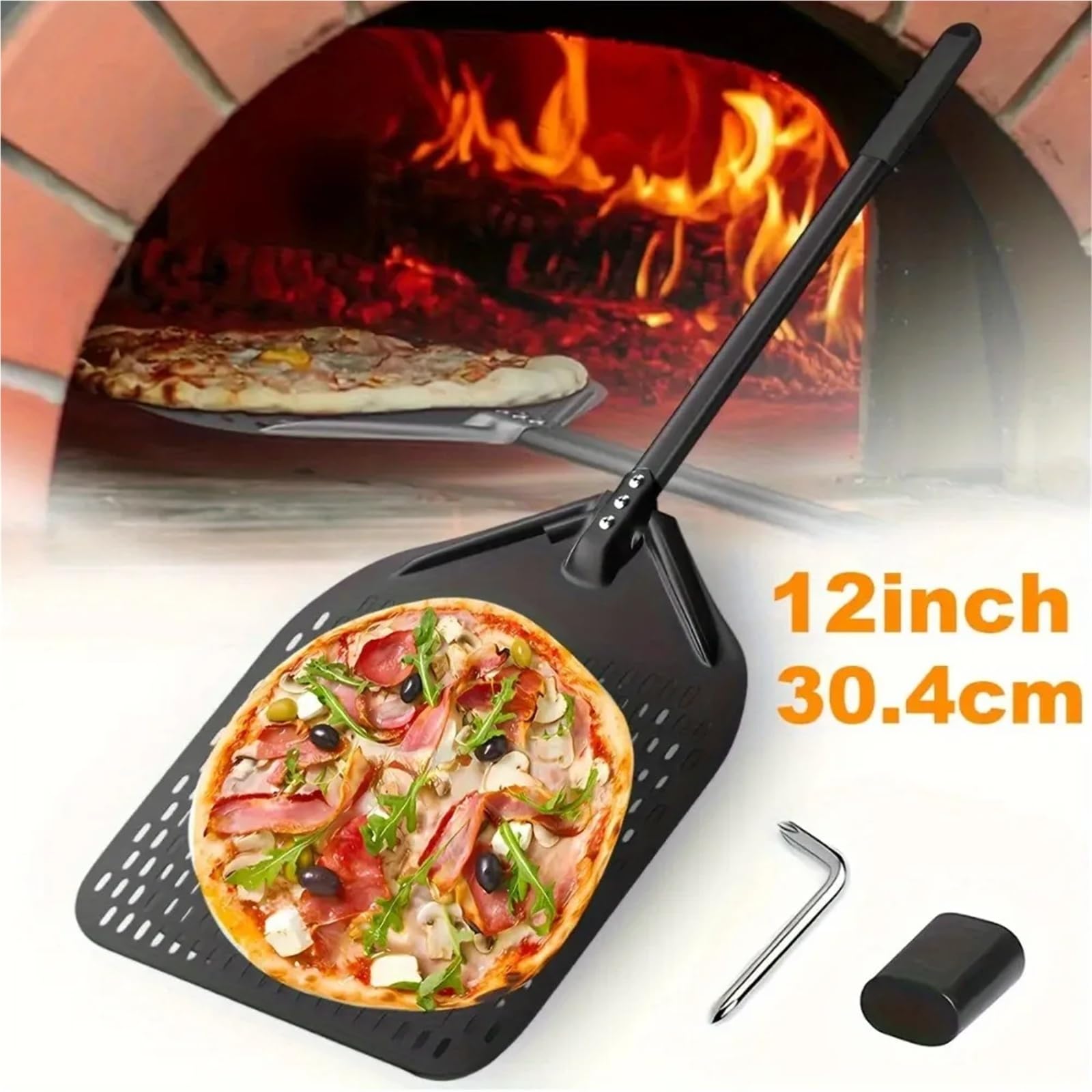 Pala for pizza in acciaio inox da 12 pollici, perforata, antiscivolo, professionale, for forno, ristorante, cucina, casa, accessori