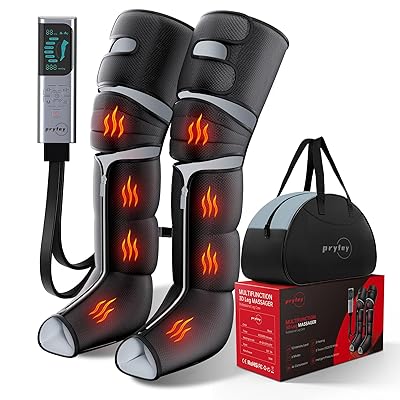 Leg Massager with Heat and Compression, Foot Massager for Circulation and Pain Relief, 3 Timers, 12 Intensity, 6 Modes,3 Heating with Knee Massager