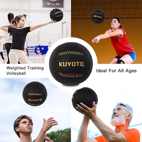 Miniatura 5 de KUYOTQ 1.1 libras, tamaño oficial 5, de cuero compuesto suave, pesado, para voleibol, entrenador de voleibol (desinflado)