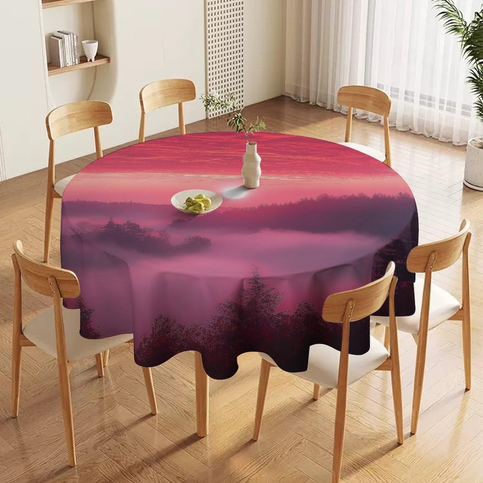 ORDOBO Round Table Cover -Pink Flowers 3D Print Waterproof Protect Table Cover Fashion Countertop Decoration For Kitchen Home Dinner 127X127Cm