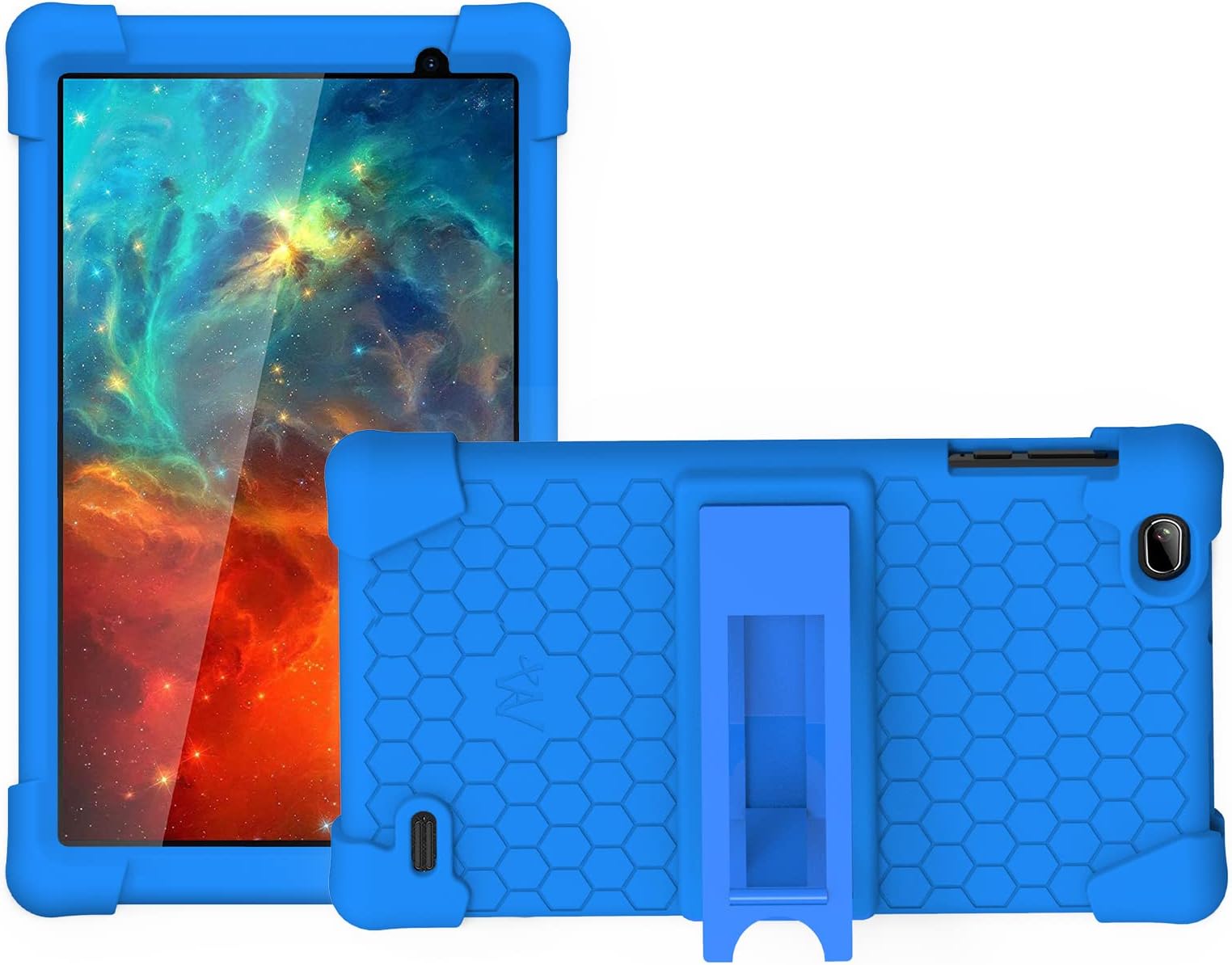 Portable Electronic Device Cover for QLINK Scepter 8 Tablet, Blue Silicone Case with Foldable Kickstand - Kid