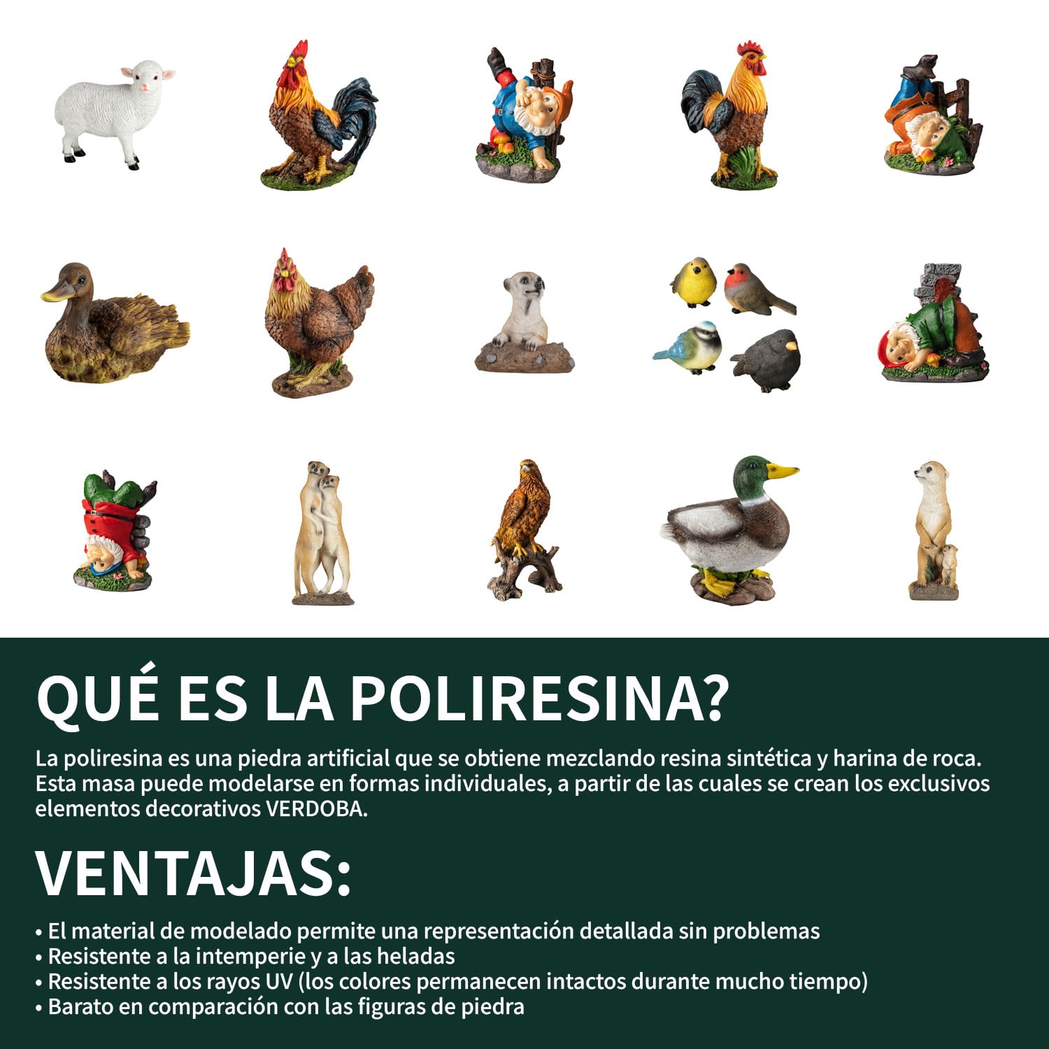 VERDOBA - Figura de águila de poliresina, grande - Estatua de águila de resina, resistente a las heladas y tamaño real - Figuras de jardín para exterior XXL - Figura decorativa de jardín grande