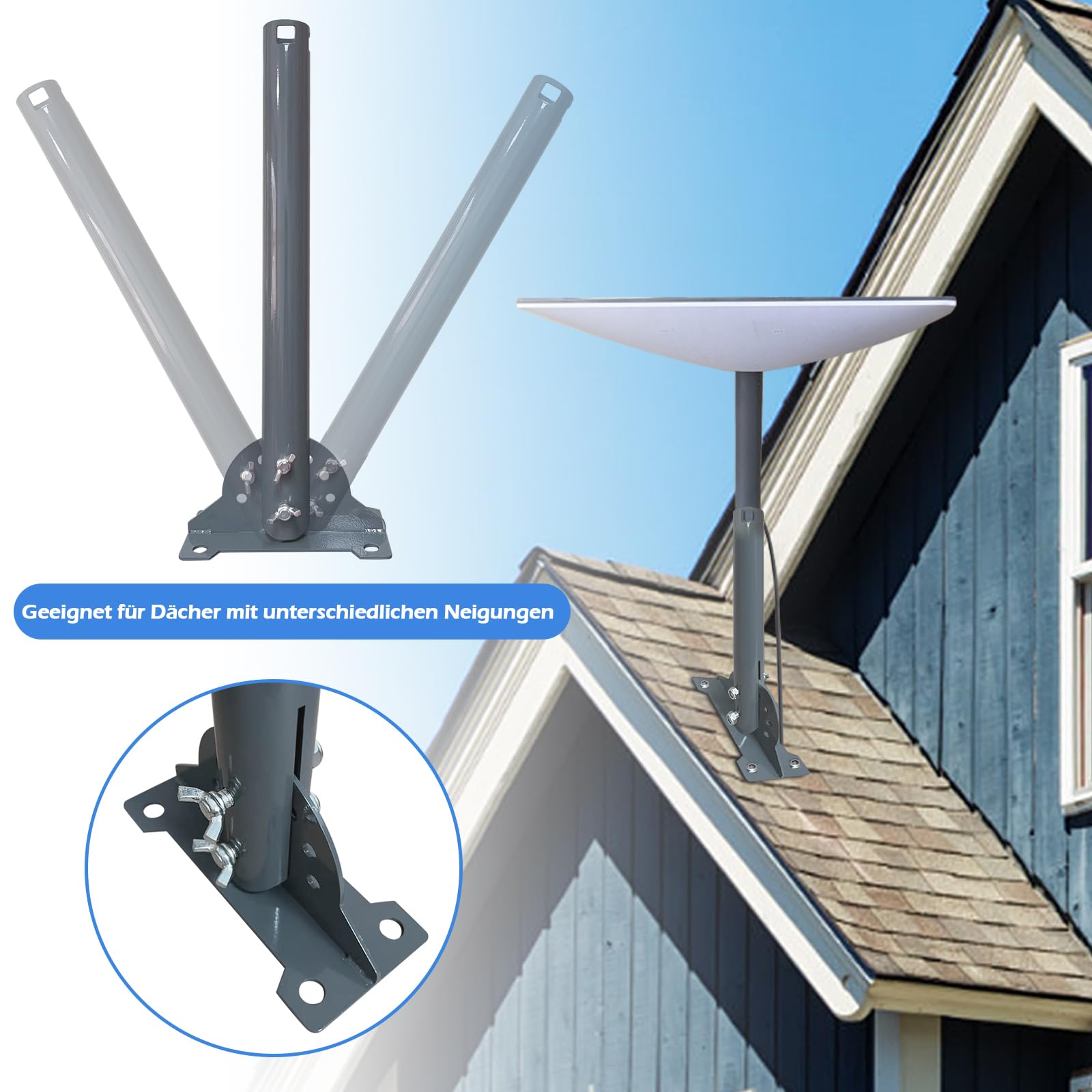 Support d'antenne parabolique pour antenne parabolique Starlink, Adaptateur de Montage d'antenne sur Poteau Starlink à Montage Mural à Angle réglable