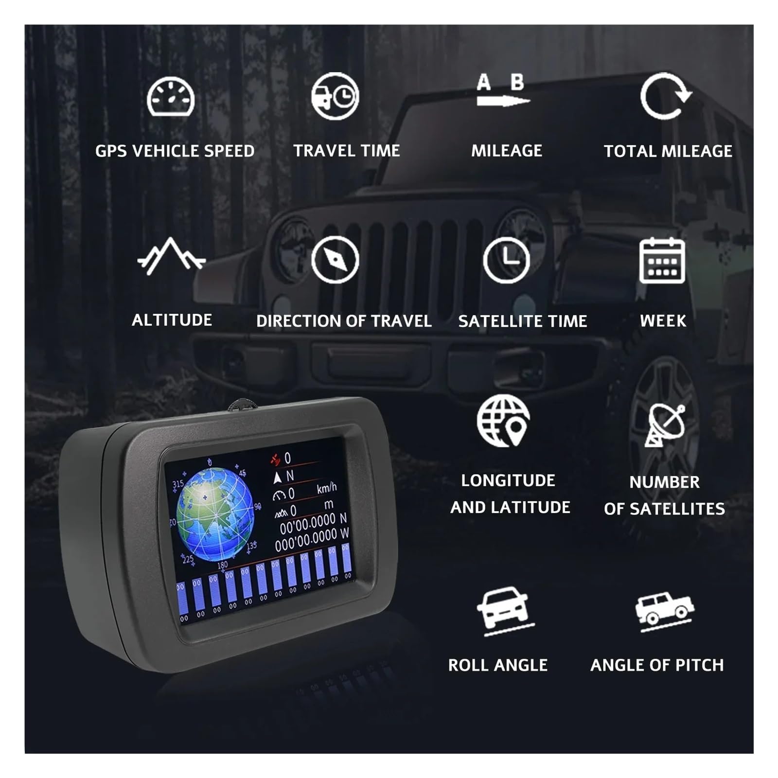 A65 Wyświetlacz Head Up GPS Off-road Wielofunkcyjny Sygnał Satelitarny OBD HUD Cyfrowy Wyświetlacz Miernik Kompas Inklinometr Prędkościomierz dla wszystkich pojazdów(OBD)