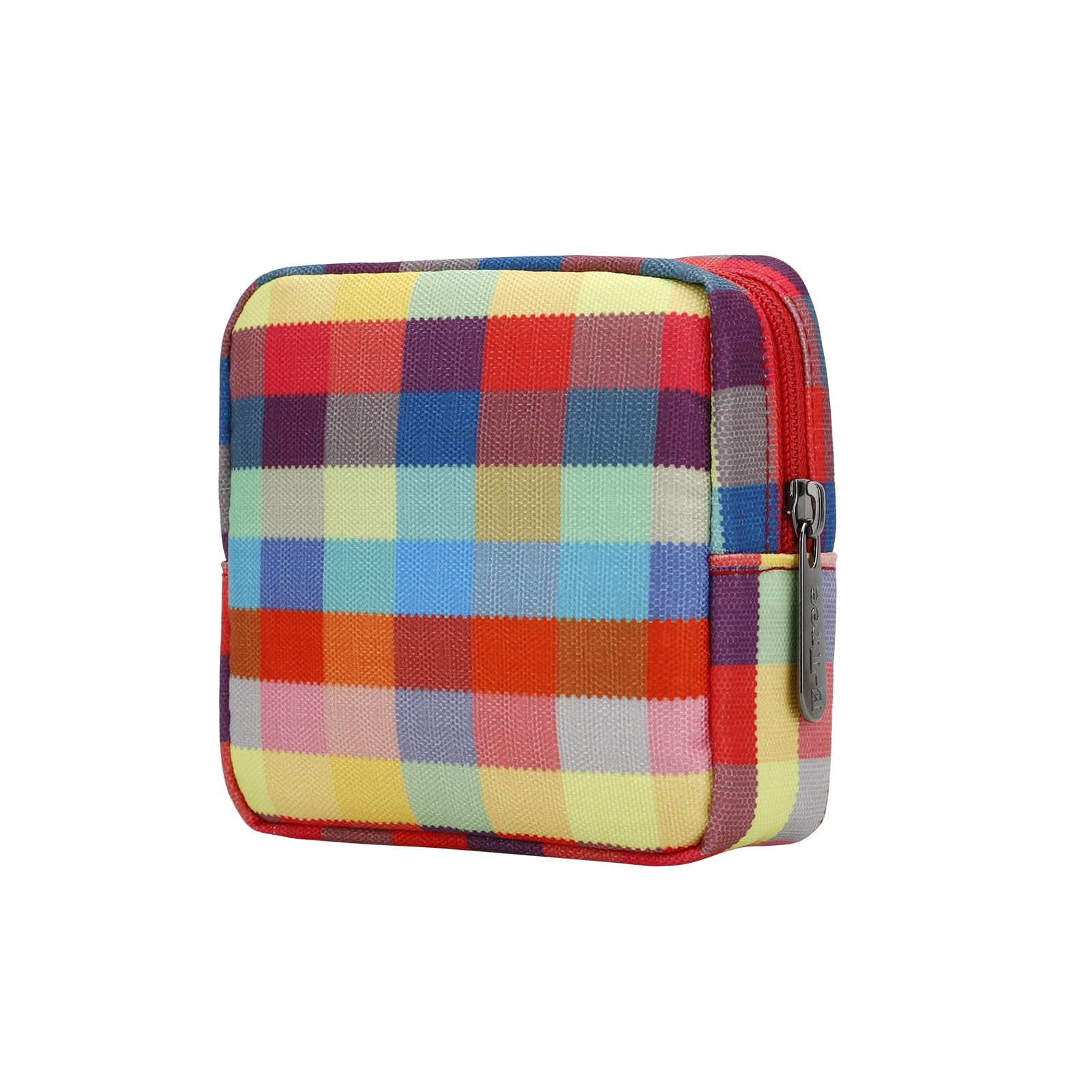 E-Tree Cute Mini Makeup Bag,Small Cosmetic Make up Pouch for Purse,Toiletry Zipper Pouch,Tech Bag,Electronic Organizer Travel Case,Coin Period Bag,Storage Pouches for Organization,Colorful Checkered