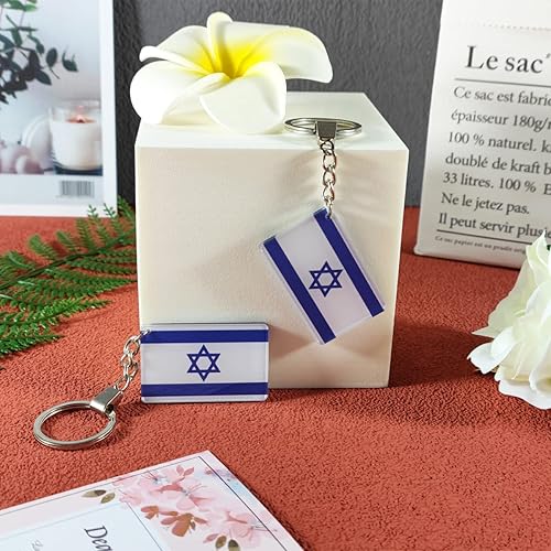 Miniatura 5 de QQSD Llavero con la bandera de Israel, llavero israelí, paquete de 2, Israel