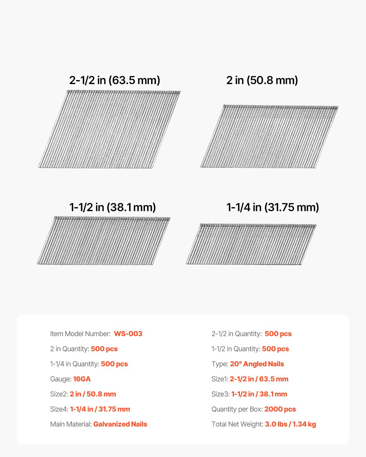 VEVOR 2000 Finish Nails - Galvanized & Rust Resistant -7 VEVOR 2000 Finish Nails - Galvanized & Rust Resistant -7