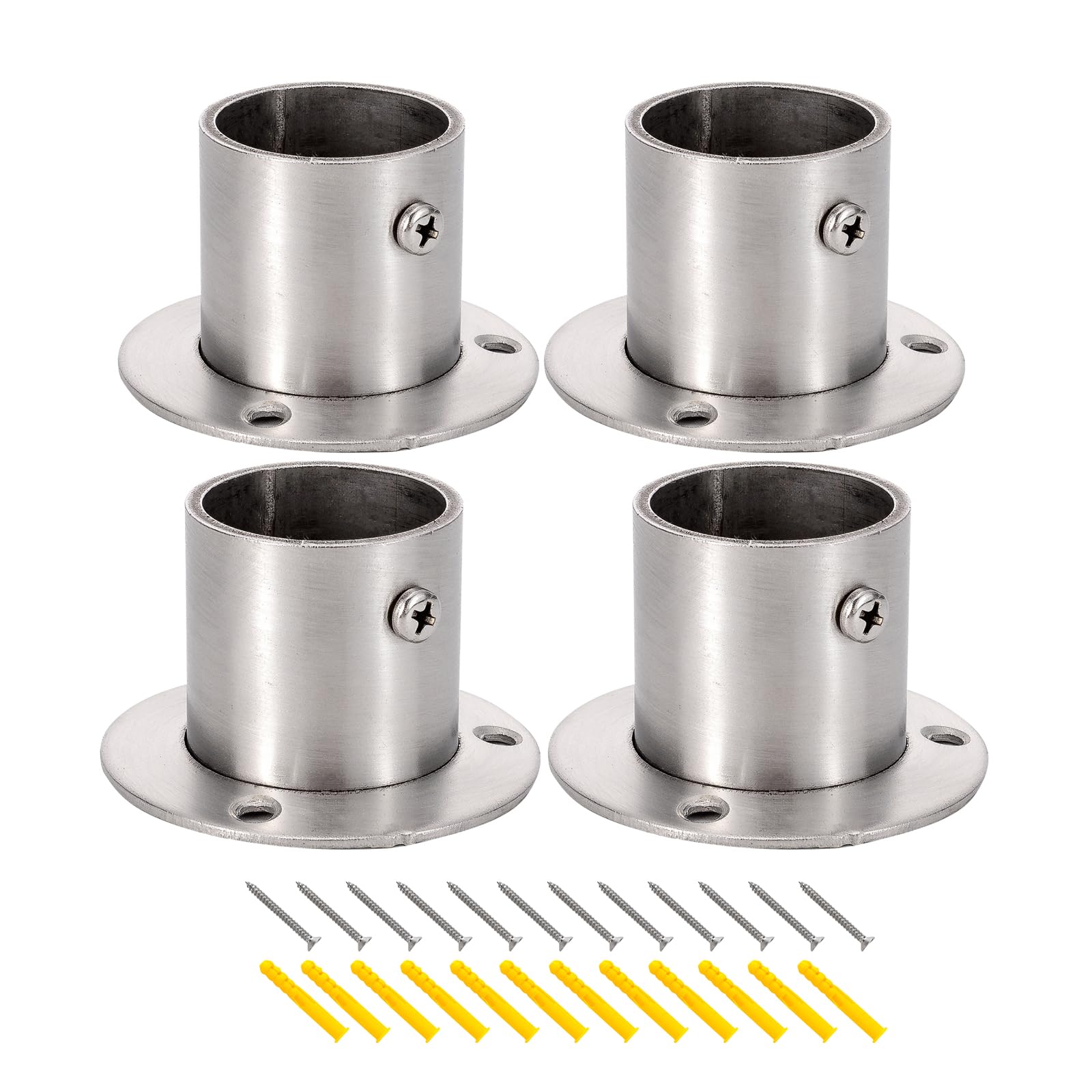 Pxyelec Stainless Steel Closet Rod Flange Holder for Outside Diameter 1.3 inch ( 33 mm ) Steel Pipe, Pack of 4