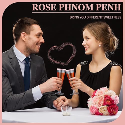 Miniatura 6 de Thenshop Paquete de 50 flautas de champán de plástico oro rosa de 5.5 onzas, elegantes vasos de champán desechables transparentes, vasos