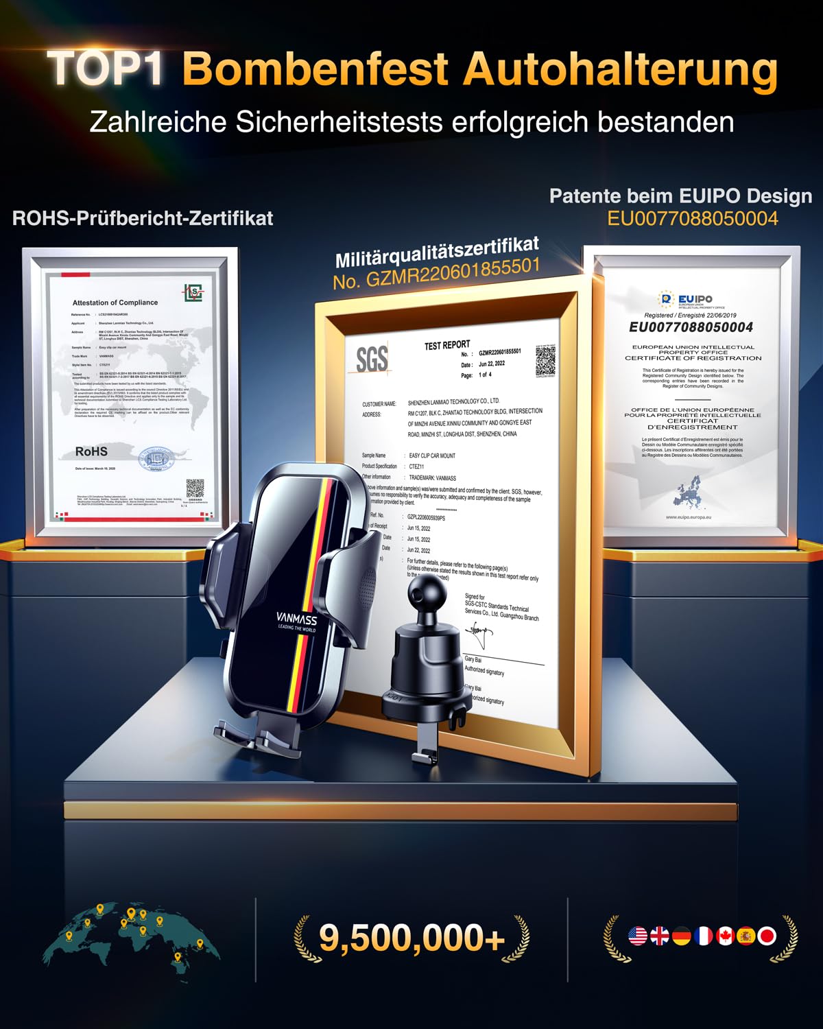 VANMASS 2026 Upgrade【Militär-Klasse】Handyhalterung Auto Lüftungshaken Bombenfest Handyhalter 360°Drehbar Autohalterung 100% Silikonschutz Kfz Smartphone Halterung Auto für iPhone 17 Pro 16 Samsung usw