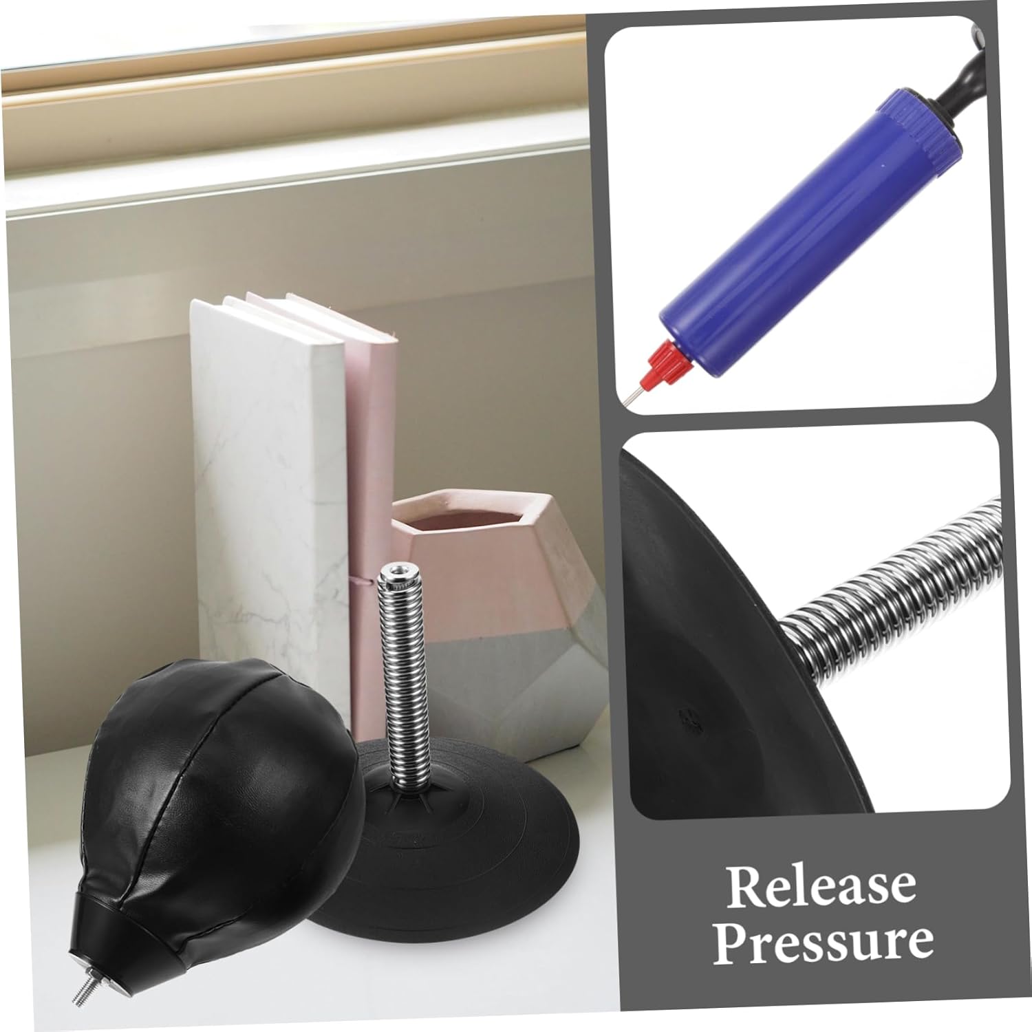 SUPVOX Tabletop Boxing Ball Suction Cup Fitness Exercise Ball for Office Relief Toy with Spring Stand Black