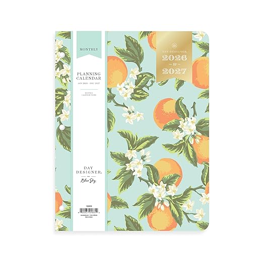 Blue Sky Day Designer 24 Month 2026-2027 Monthly Planner Calendar, January 2026 - December 2027, 8.5" x 11", Flexible Cover, Stapled Binding, Orange Blossom Mint