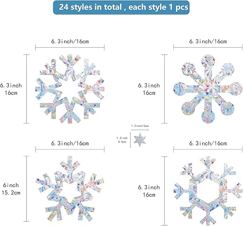 Miniatura 2 de GORGECRAFT 22 calcomanías de alerta de vidrio para ventana de copo de nieve, diseño de flor, arco iris, anticolisión, para pájaros, estrella,